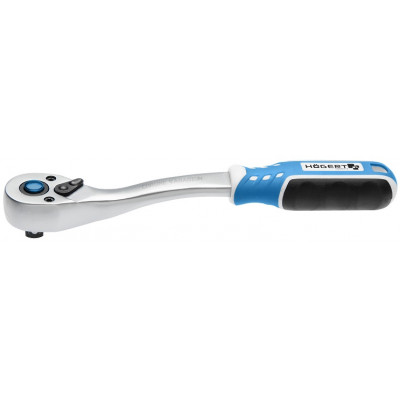 Трещотка изогнутая с кнопкой 3/8", 72 зубца HT1R328 HOEGERT